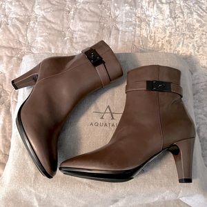 NWT AQUATALIA DANA CALF GREY LEATHER ANKLE BOOTS SIZE 8.5